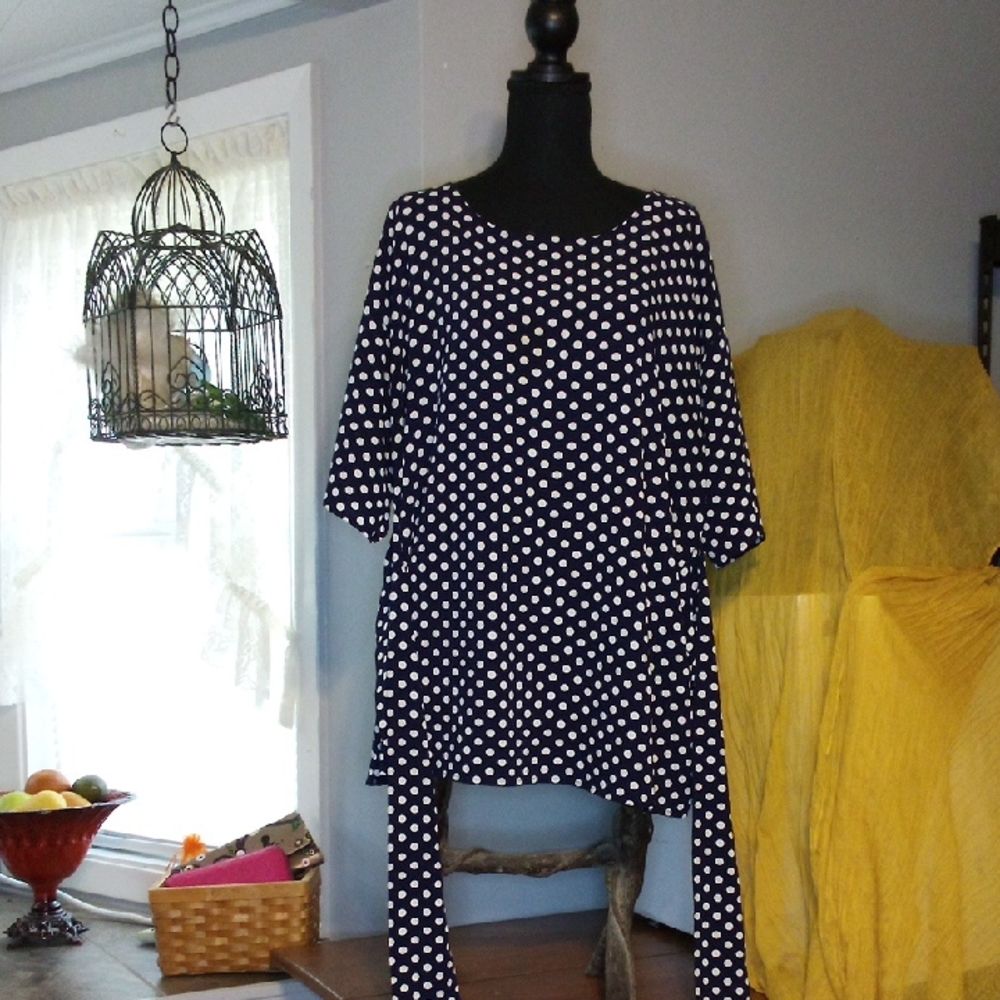 Navy Polka Dot Top With Generous Tie By West Kei
